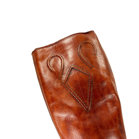 Vintage FRYE 1970s Black Label Tall Boots Womens 7.5 B Brown Leather - Picture 10 of 15